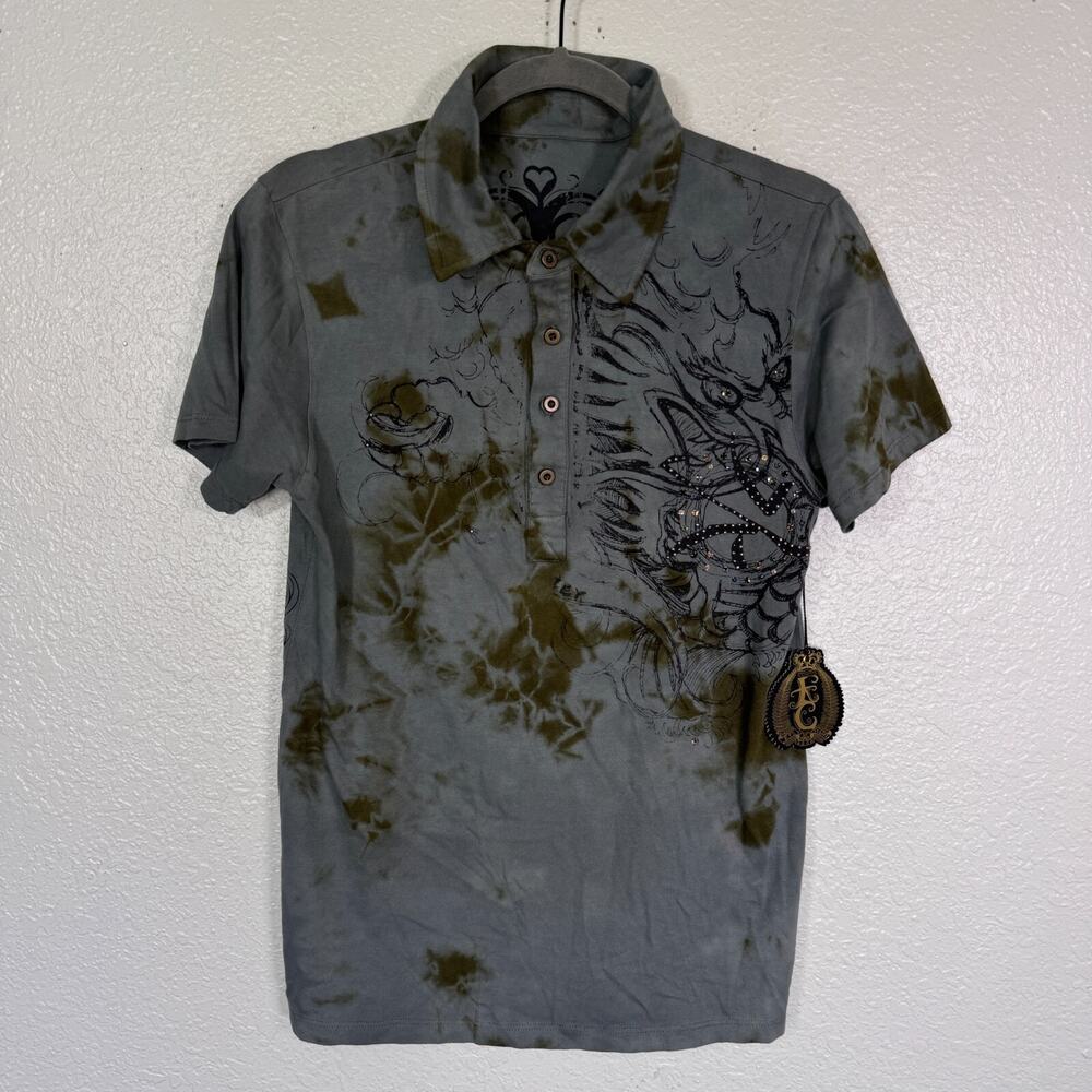 Key Closet Shirt Mens Small Swarovski Crystal Studded Y2K Streetwear Tie Dye NEW